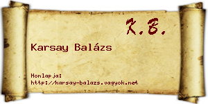 Karsay Balázs névjegykártya